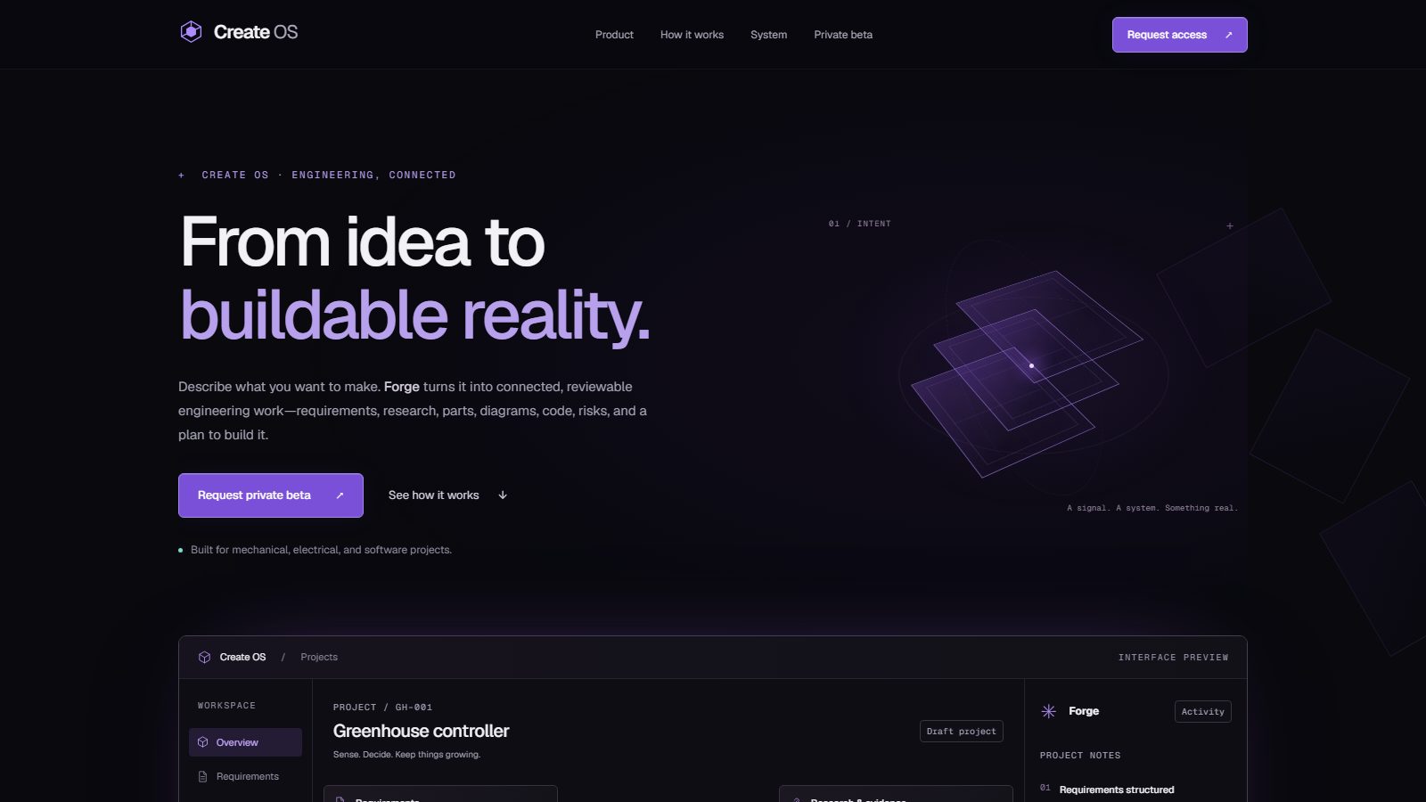 createos.tech landing page, September 2026